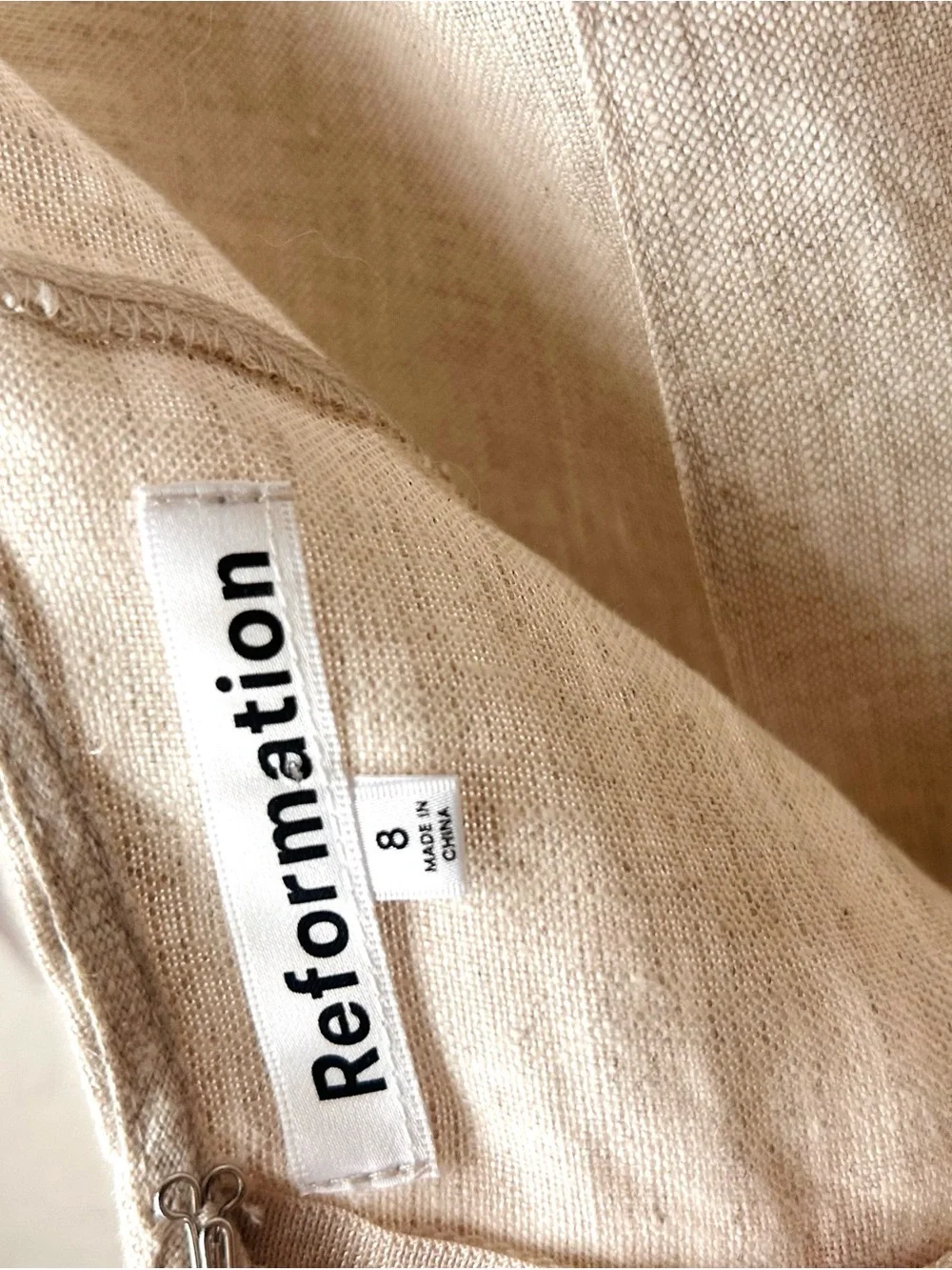 NWT Reformation Billie 100% Linen Button-Front Wide-Leg Jumpsuit in Oatmeal
